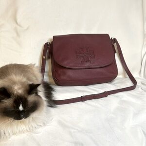 Tory Burch Leather Satchel Messenger Style Bag EUC